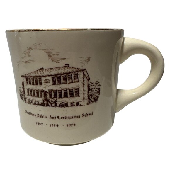 Vintage Scotland Public School Commemorative Mug 1867-1974 22K Gold Trim Canada - Picture 1 of 8